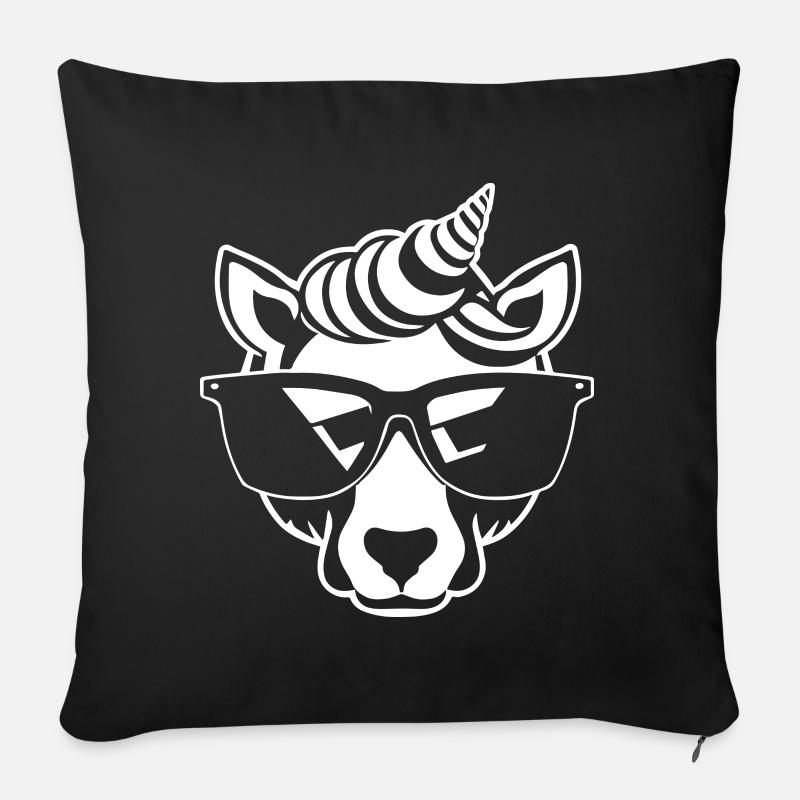 Lustige Einhörner mit Sonnenbrille Cooles Einhorn - Sofakissen mit Füllung 45 x 45 cm - Schwarz
