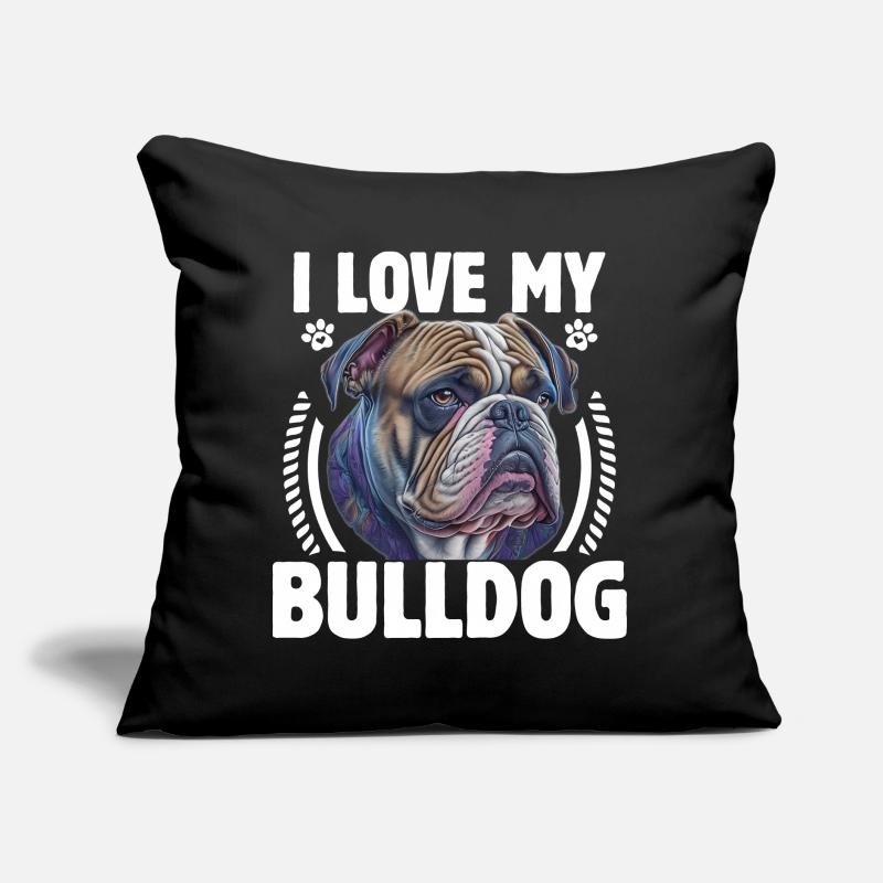 J’aime mon bouledogue anglais Coussin et housse de 45 x 45 cm