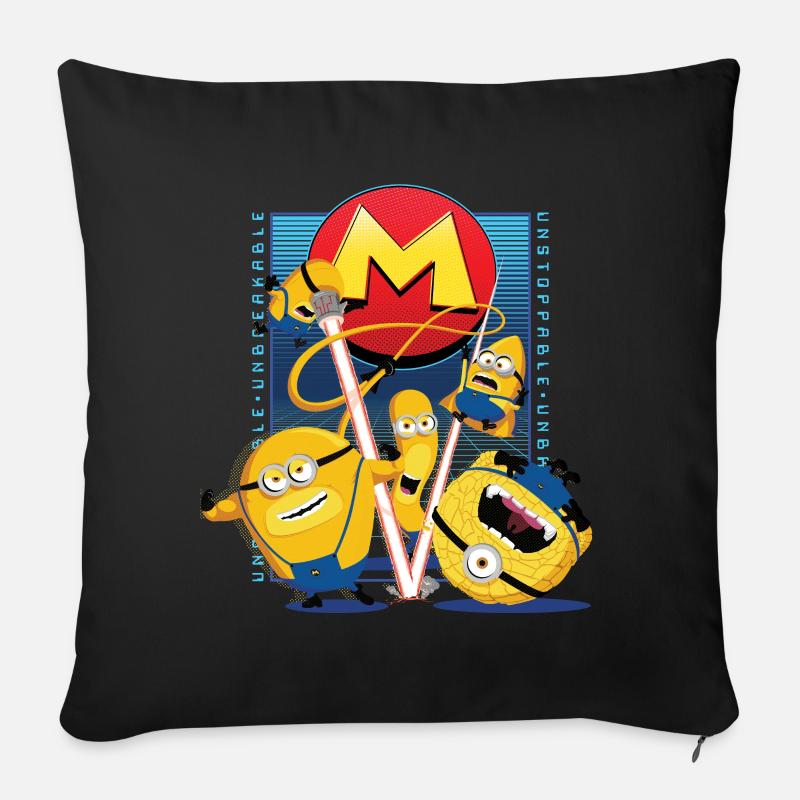 Minion Mega Minions con superpoteri - Cuscino da divano 45 x 45 cm con riempimento - nero