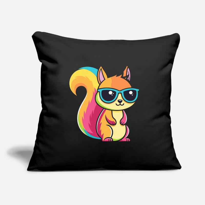 Rainbow Squirrel with Glasses Sofa pillow with filling 45cm x 45cm