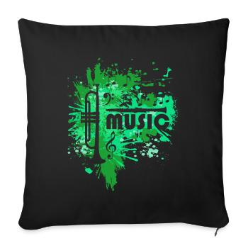 Musique de Projections de Trompette Verte - Coussin et housse de 45 x 45 cm - noir - Devant