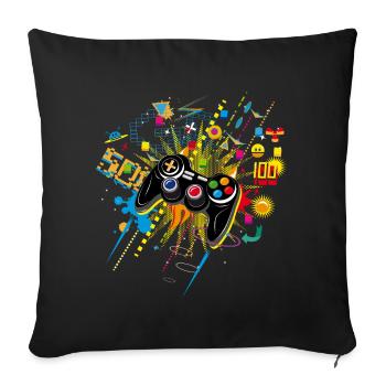 Gamepad Video Games - Sofa pillow with filling 45cm x 45cm - black - Front