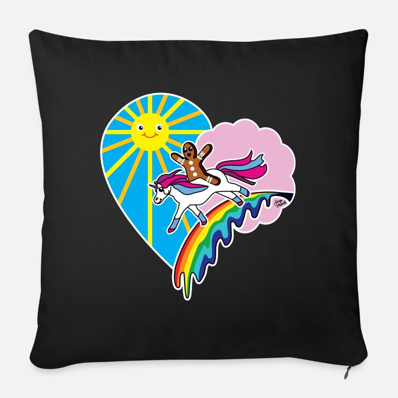 kidscontest Kinder Herz Einhorn Lebkuchenmann - Sofakissen mit Füllung 45 x 45 cm - Schwarz
