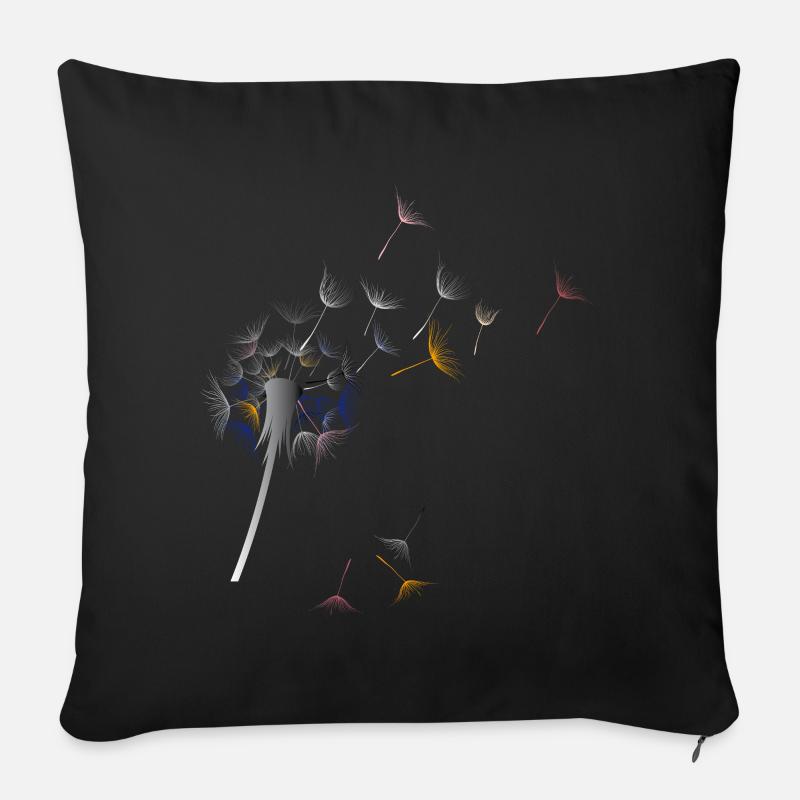 Pusteblume Löwenzahn - Sofakissen mit Füllung 45 x 45 cm - Schwarz