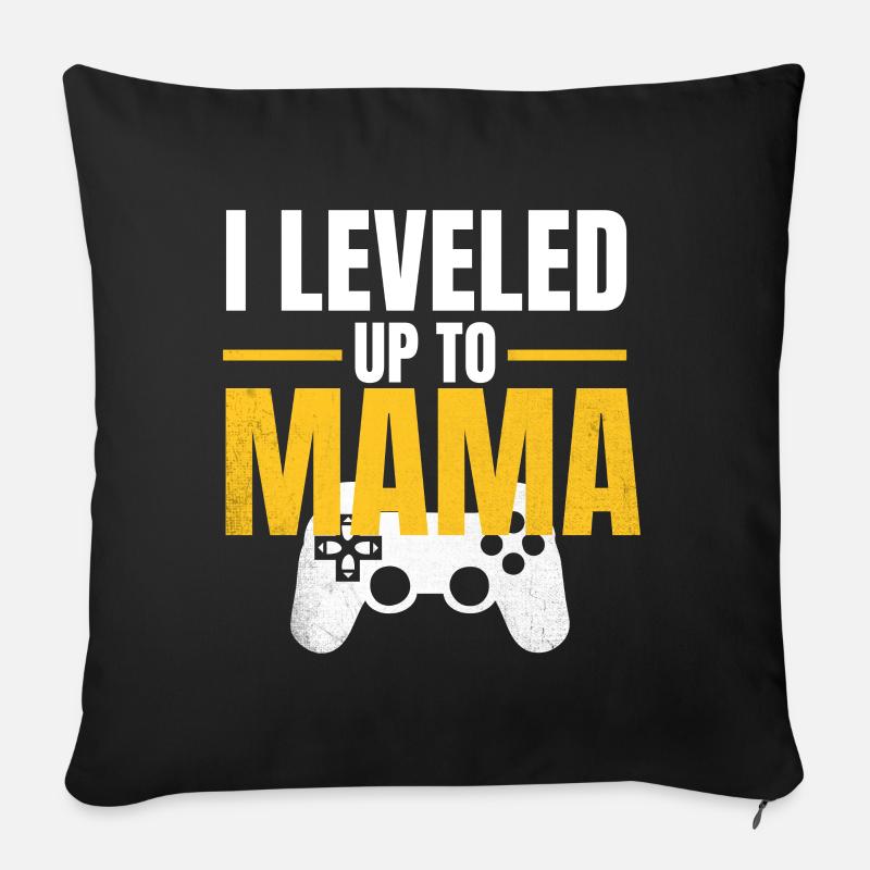 Gamer Mama LevelUp-Design - Sofakissen mit Füllung 45 x 45 cm - Schwarz