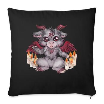 Niedlicher Satan Teufel Teufelsbraten mit Kerzen - Sofakissen mit Füllung 45 x 45 cm - Schwarz - Vorne