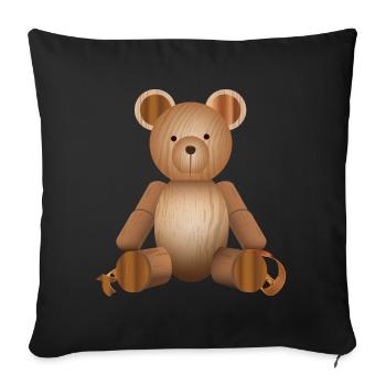 Wood Look – Cute Bear Figurine - Sofa pillow with filling 45cm x 45cm - black - Front