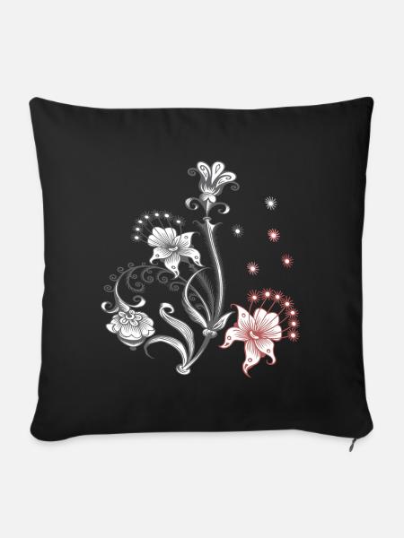 Blumenranke - Sofakissen mit Füllung 45 x 45 cm - Schwarz