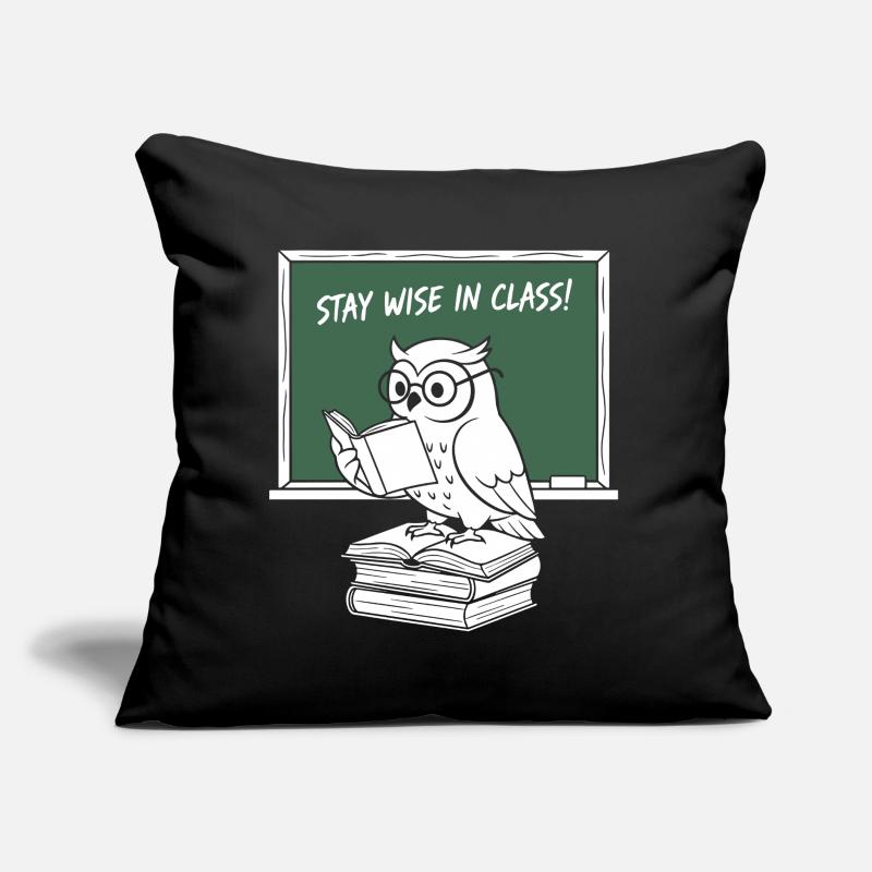 Wise owl reading in class Sofa pillow with filling 45cm x 45cm