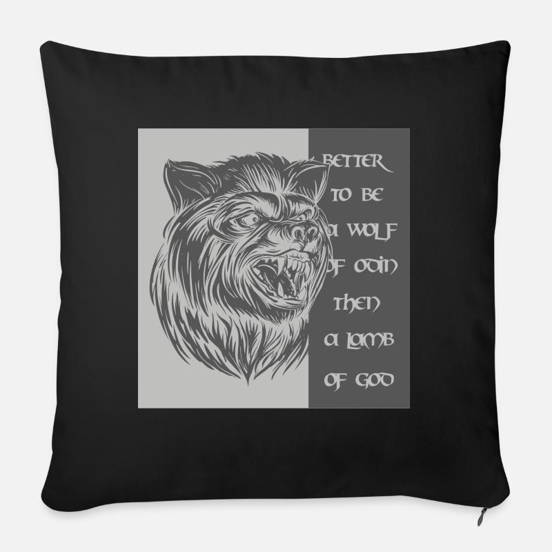 Lieber ein Wolf Odins als ein Lamm Gottes - Sofakissen mit Füllung 45 x 45 cm - Schwarz