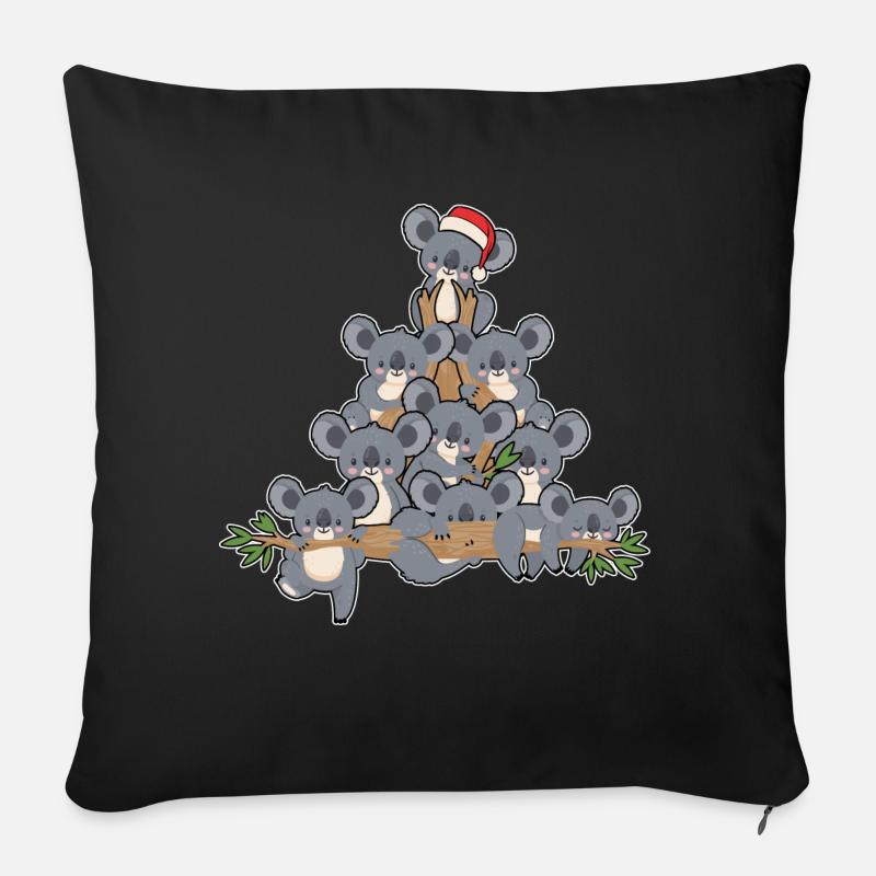 Weihnachts Baum Koala mit Lichtern Pinguin Spaß - Sofakissen mit Füllung 45 x 45 cm - Schwarz