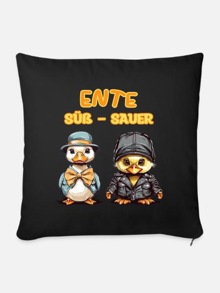 Ente Süß - Sauer - Sofakissen mit Füllung 45 x 45 cm - Schwarz