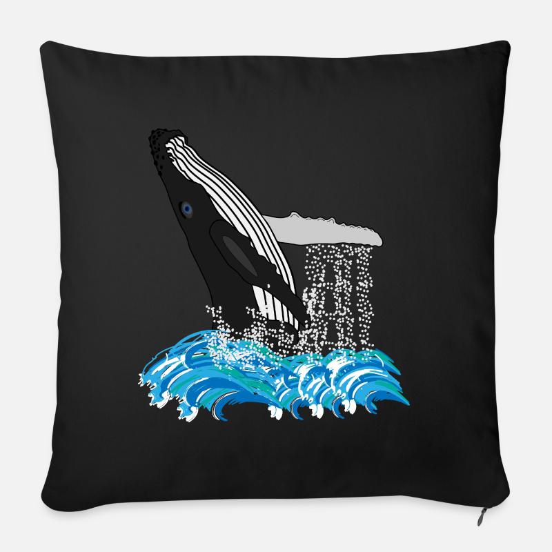 Buckelwal-Druck - Sofakissen mit Füllung 45 x 45 cm - Schwarz
