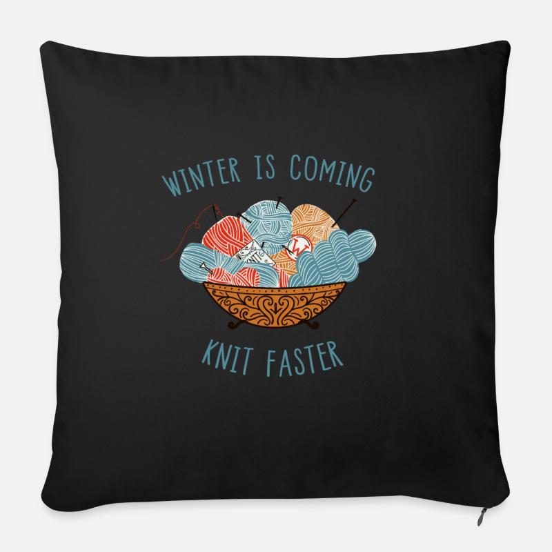Time for knitting - Sofakissen mit Füllung 45 x 45 cm - Schwarz