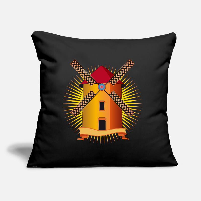 moulin à vent doré avec un fond brillant Coussin et housse de 45 x 45 cm