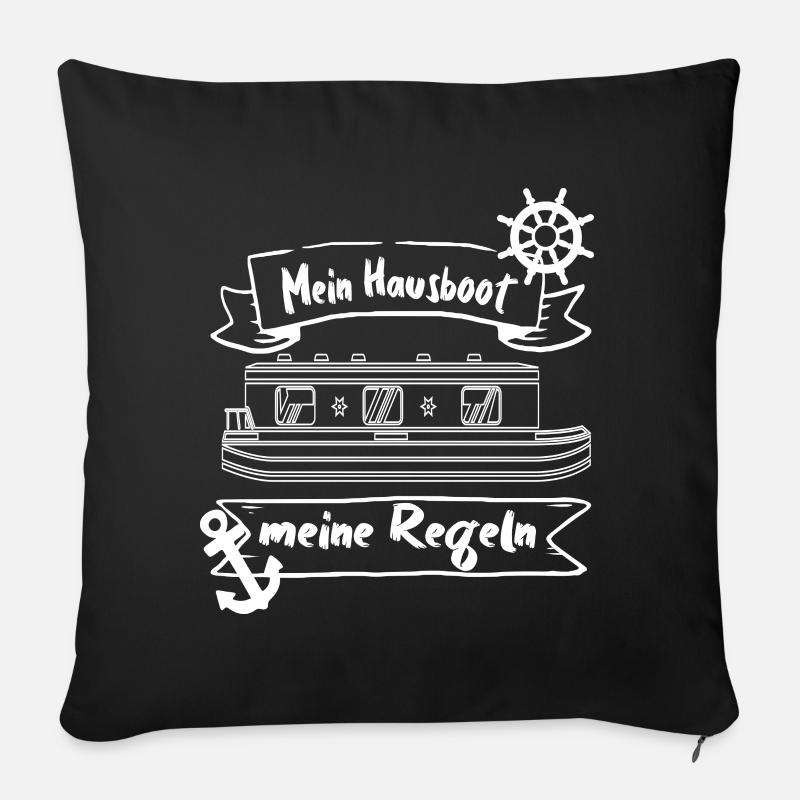 Hausboot Regeln Boot Wasser Urlaub Fluss Schiff - Sofakissen mit Füllung 45 x 45 cm - Schwarz