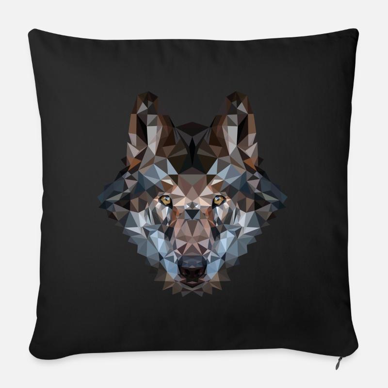 Wolf's Head | Polygon Wolf Head | Wolf geometrical - Sofa pillow with filling 45cm x 45cm - black