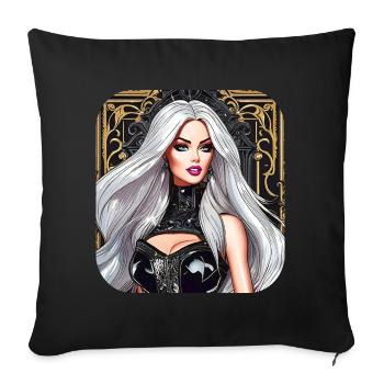 Anime Gothic Girl in Schwarz gold - Sofakissen mit Füllung 45 x 45 cm - Schwarz - Vorne