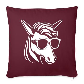 Licornes drôles portant des lunettes de soleil Licorne cool - Coussin et housse de 45 x 45 cm - bordeaux - Devant