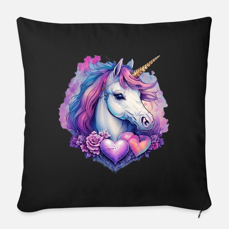 Einhorn Kopf - Sofakissen mit Füllung 45 x 45 cm - Schwarz