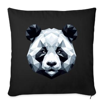 Panda Portrait Géométrie Polygone Style artistique - Coussin et housse de 45 x 45 cm - noir - Devant