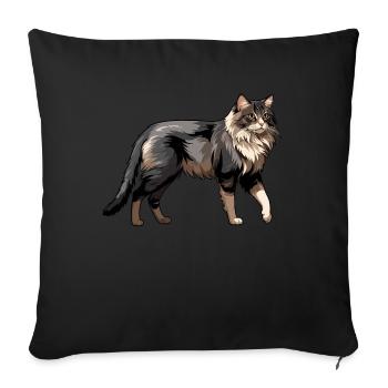 Norwegian Cat - Cute Pet Sticker - Sofa pillow with filling 45cm x 45cm - black - Front