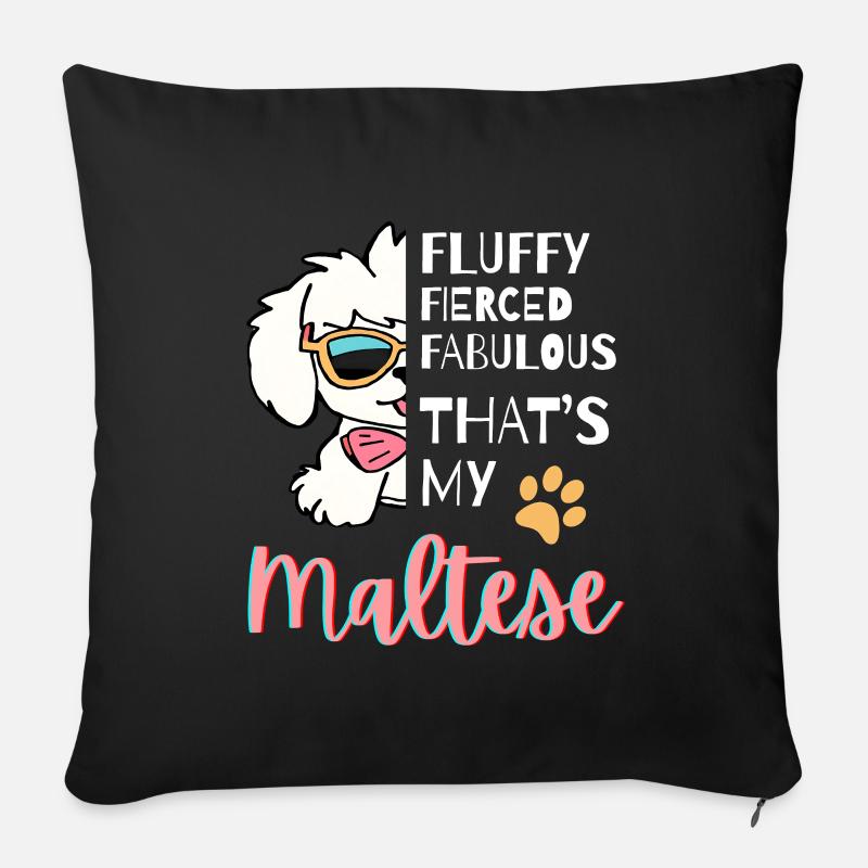 Proud Maltese Owner Design – Chien mignon et impertinent - Coussin et housse de 45 x 45 cm - noir