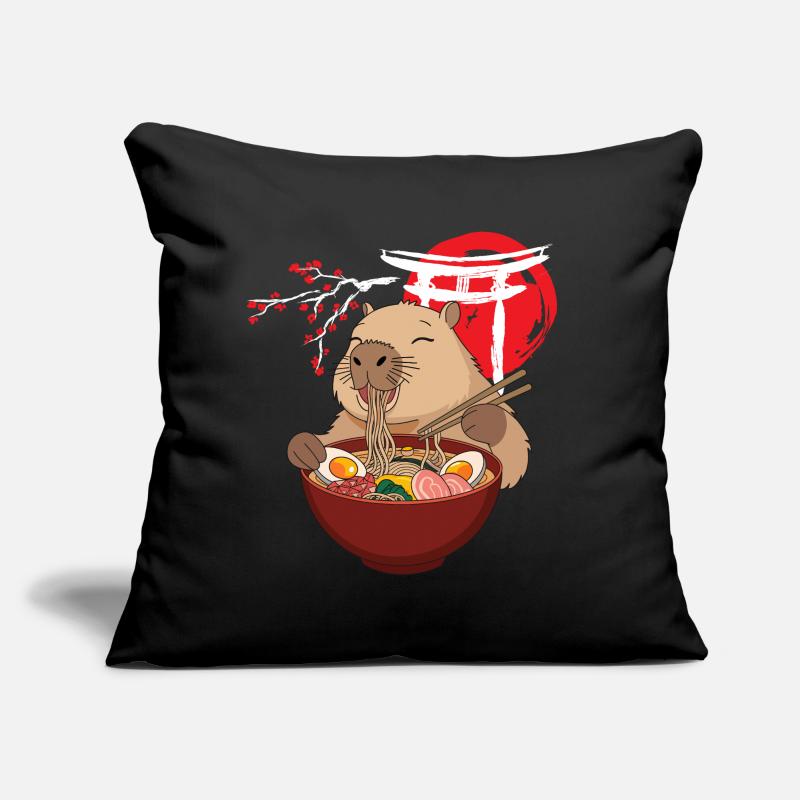 Capybara Eats Ramen Soup Cute Funny Sofa pillow with filling 45cm x 45cm
