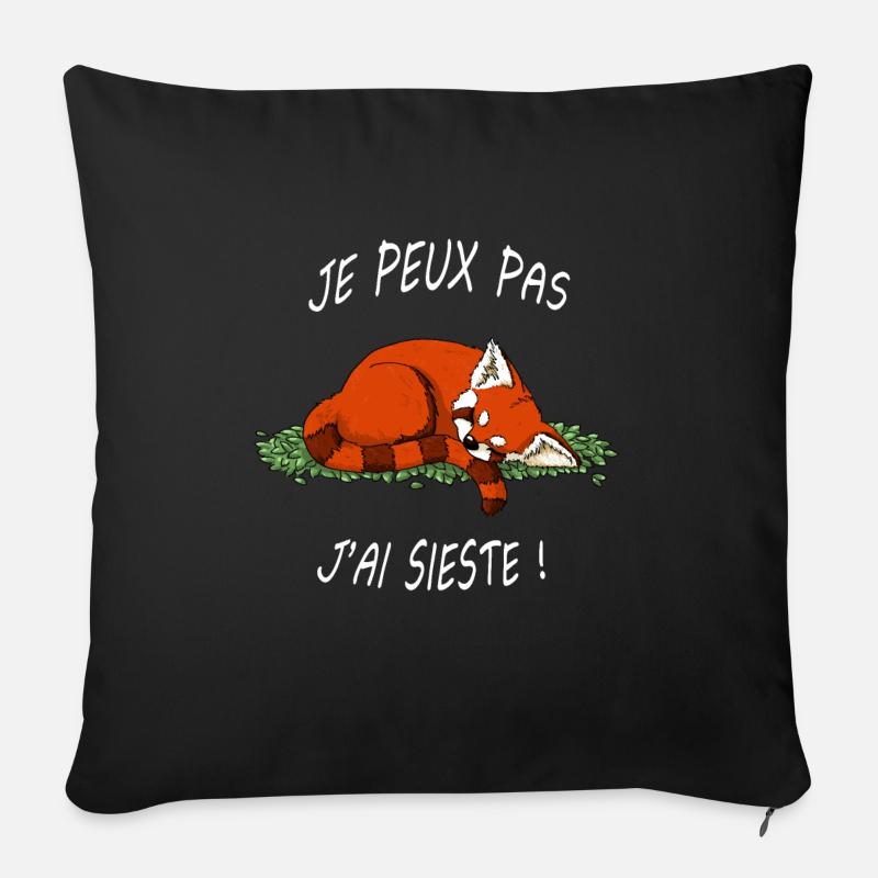 panda roux - Coussin et housse de 45 x 45 cm - noir
