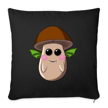 Chauve-souris champignon à casquette brune - Coussin et housse de 45 x 45 cm - noir - Devant