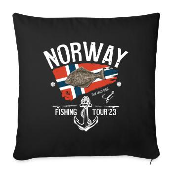 Excursion de pêche en Norvège 2023 (Garantie du prix le plus bas) - Coussin et housse de 45 x 45 cm - noir - Devant