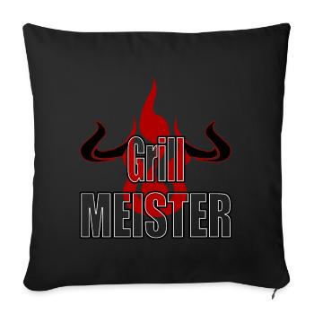 Grillmeister Flamme Hörner Rind Fleischesser Grill - Sofakissen mit Füllung 45 x 45 cm - Schwarz - Vorne