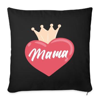 Couronne de cœur de maman - Coussin et housse de 45 x 45 cm - noir - Devant