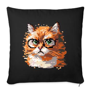 Pixel-Art Katze - Sofakissen mit Füllung 45 x 45 cm - Schwarz - Vorne