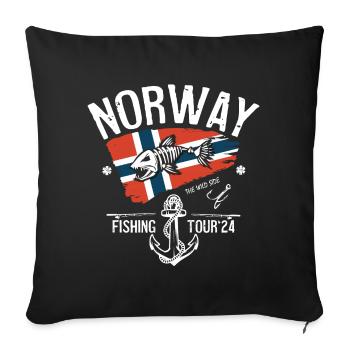 Tour de pêche en Norvège - 2024 - Coussin et housse de 45 x 45 cm - noir - Devant