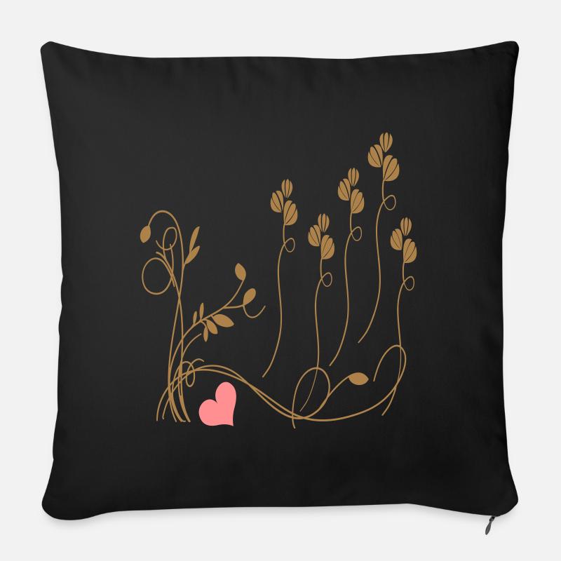 Blumenranken mit Herz - Sofakissen mit Füllung 45 x 45 cm - Schwarz