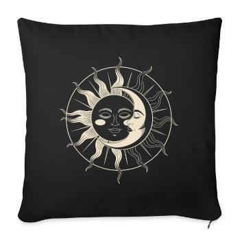 Le soleil rencontre la lune : l’harmonie céleste - Coussin et housse de 45 x 45 cm - noir - Devant