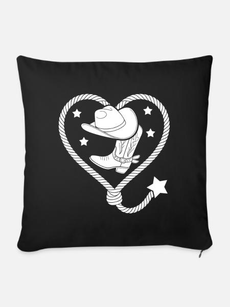 Herz Lasso Line Dance Stetson - Sofakissen mit Füllung 45 x 45 cm - Schwarz