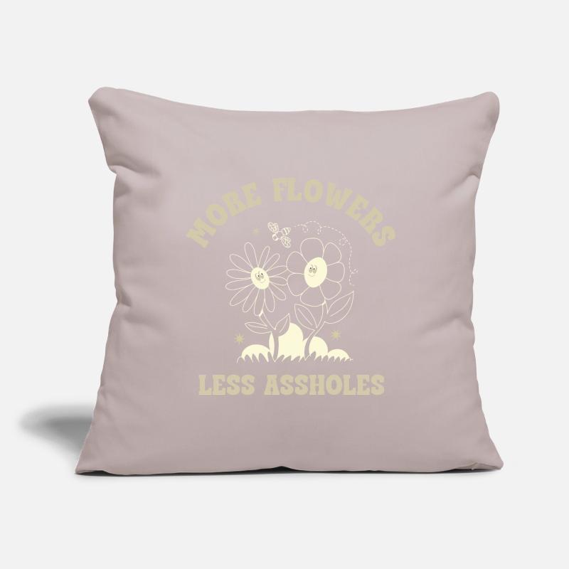 Plus de fleurs, moins de connards – Expression rétro sur les fleurs Coussin et housse de 45 x 45 cm