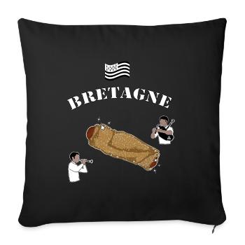 bretagne galette saucisse - Coussin et housse de 45 x 45 cm - noir - Devant