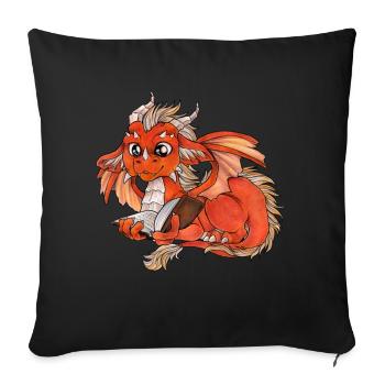 Niedlicher Lesender Drache Fantasy Geschenkidee - Sofakissen mit Füllung 45 x 45 cm - Schwarz - Vorne