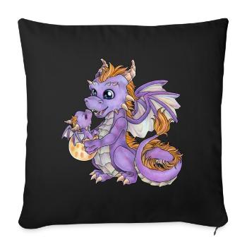 Niedliche Drachenmama mit Baby Drache Geschenkidee - Sofakissen mit Füllung 45 x 45 cm - Schwarz - Vorne