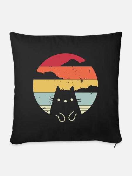 Lustige Katze im Retro-Stil - Sofakissen mit Füllung 45 x 45 cm - Schwarz