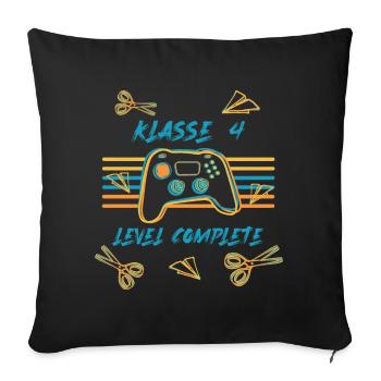 Abschluss Klasse 4 - Level complete - Sofakissen mit Füllung 45 x 45 cm - Schwarz - Vorne