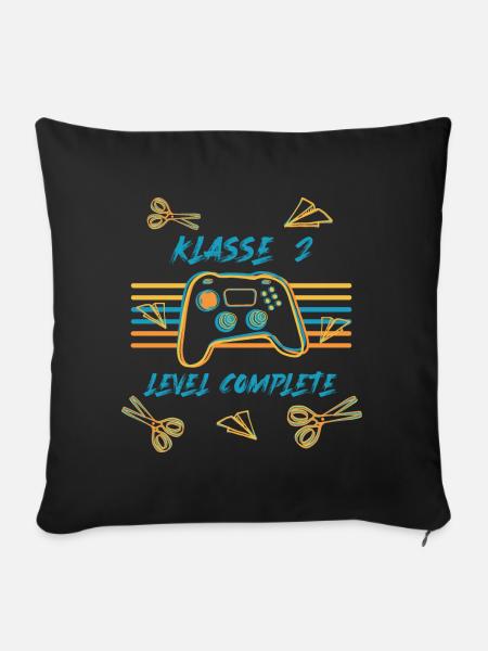 Grundschule - Klasse 2 - Level complete - Sofakissen mit Füllung 45 x 45 cm - Schwarz