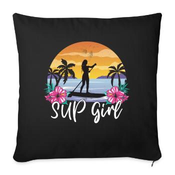 SUP Girl Paddle Boarding Paddle Board Frauen - Sofakissen mit Füllung 45 x 45 cm - Schwarz - Vorne