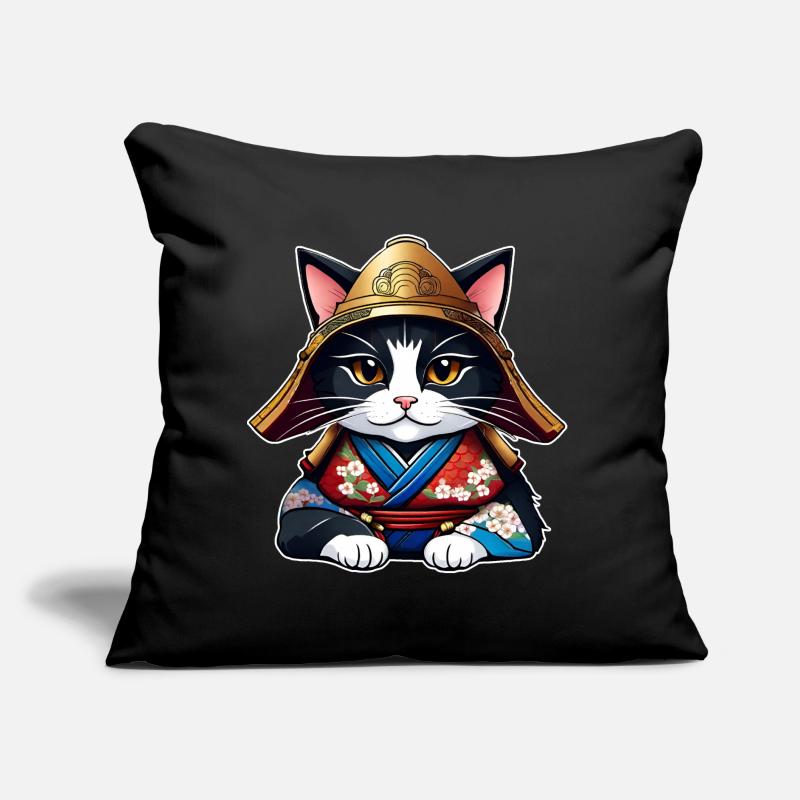 Cute samurai cat Sofa pillow with filling 45cm x 45cm