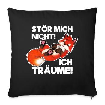 Stör mich nicht, ich träume! Schlafshirt mit Fuchs - Sofakissen mit Füllung 45 x 45 cm - Schwarz - Vorne