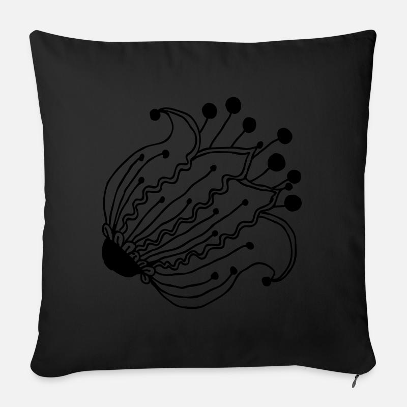 Blütenknospe Blume - Sofakissen mit Füllung 45 x 45 cm - Schwarz