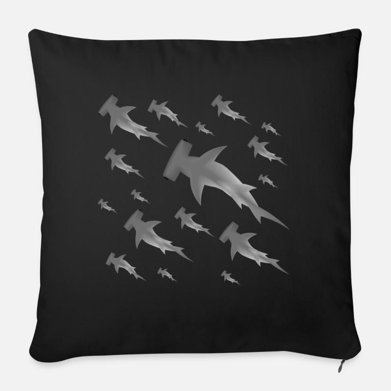 Hammerhajer - Sofapude med fyld 45 x 45 cm - sort